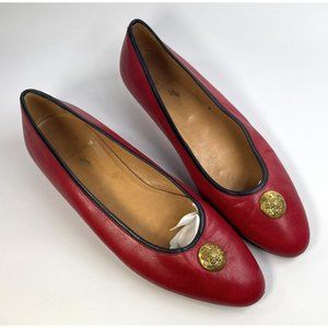 Vintage RALPH LAUREN Women's Pump Classics Red Leather black Trim Heels Sz 5.5 B